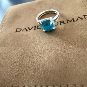 David Yurman blue topaz with authenticity pouch size 7 new